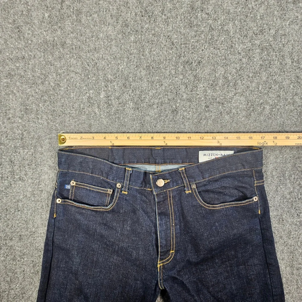 Mizzen+Main Mens Dark Wash Straight Leg Jeans Size 34 Made‎ in America